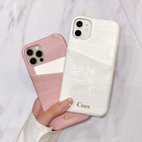 ピンクレザーケースホワイトレザーケース