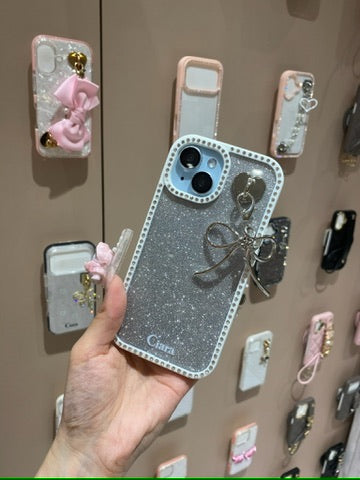 ロゴラインストーンフレームクリアケースカスタム