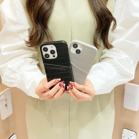 クロコレザーポケットケース