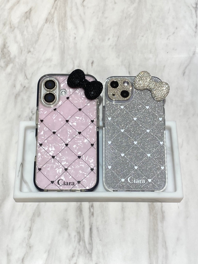 クッションバンパー耐衝撃ハートキルティングクリアケース カスタム