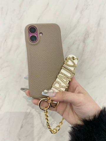 ペブルグレインPUロゴレザーケースカスタム