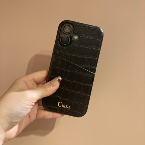 クロコPUポケットレザーカード収納ケースカスタム