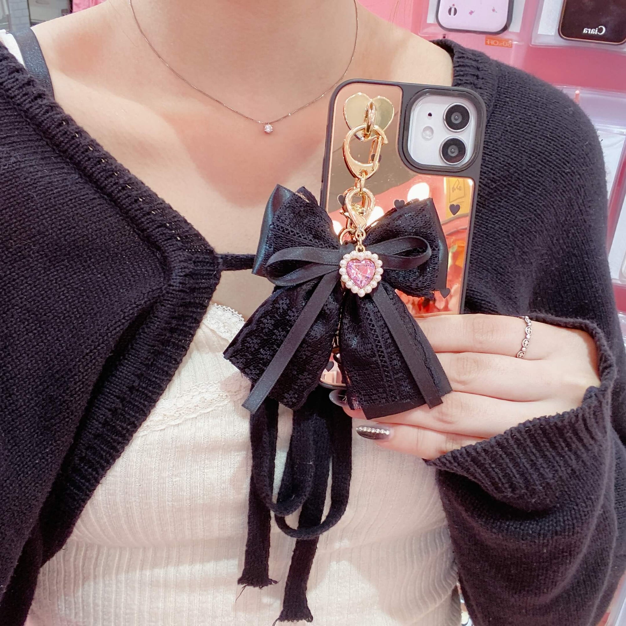 リボンチャームカスタムミラーケース