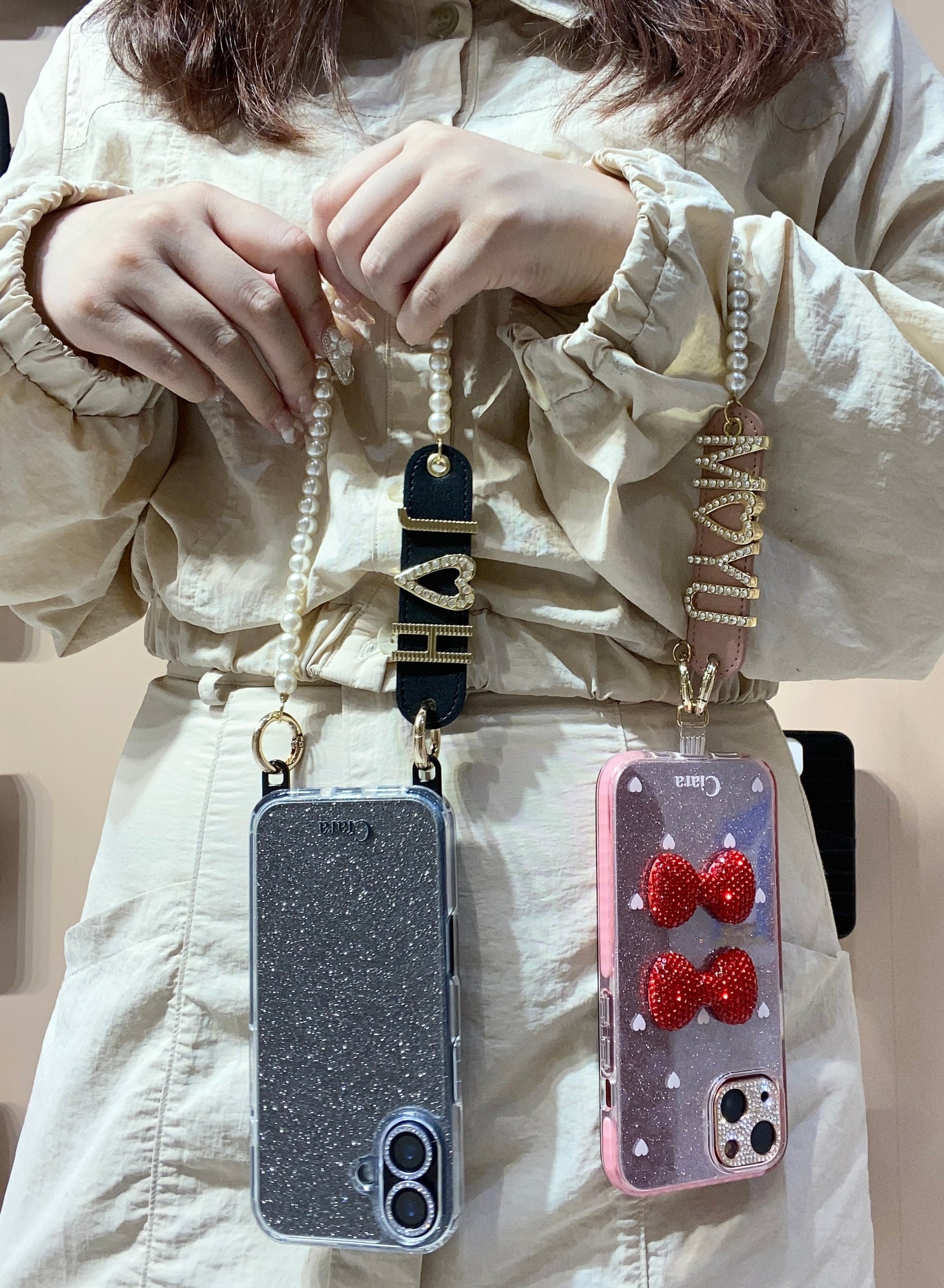 バンドレザーパールショートストラップカスタム