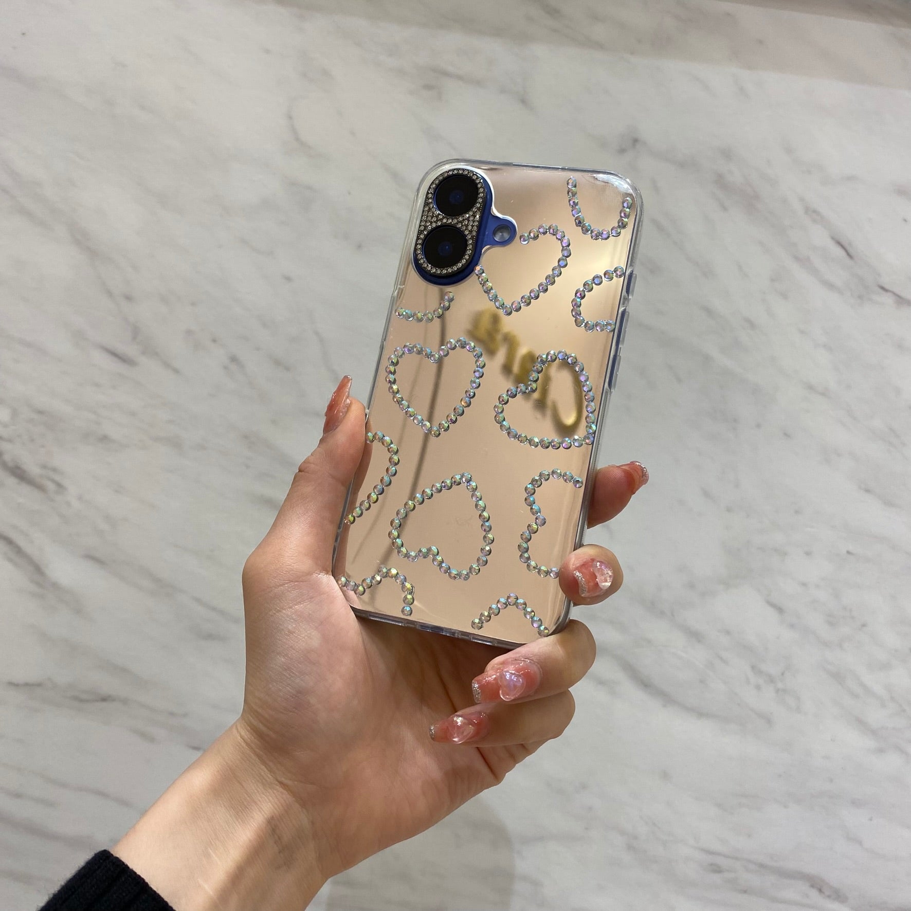 ハートラインストーン クリア プティカスタム