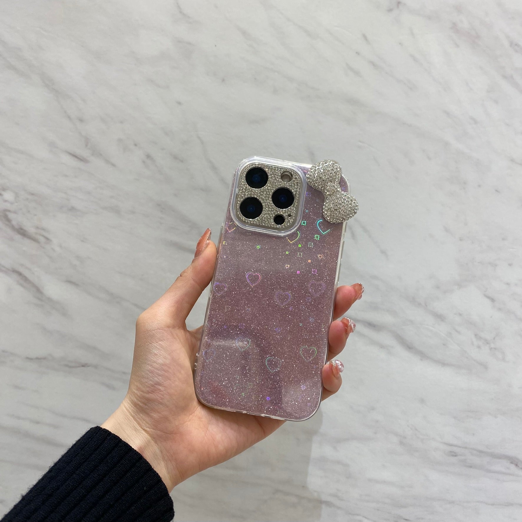 ラインストーンリボン TPUクリア プティ