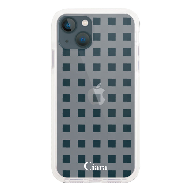 iPhoneケース クッションバンパー 耐衝撃クリアケース ギンガム