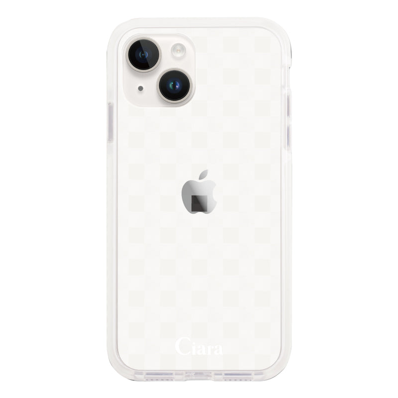 iPhoneケース クッションバンパー 耐衝撃クリアケース ギンガム