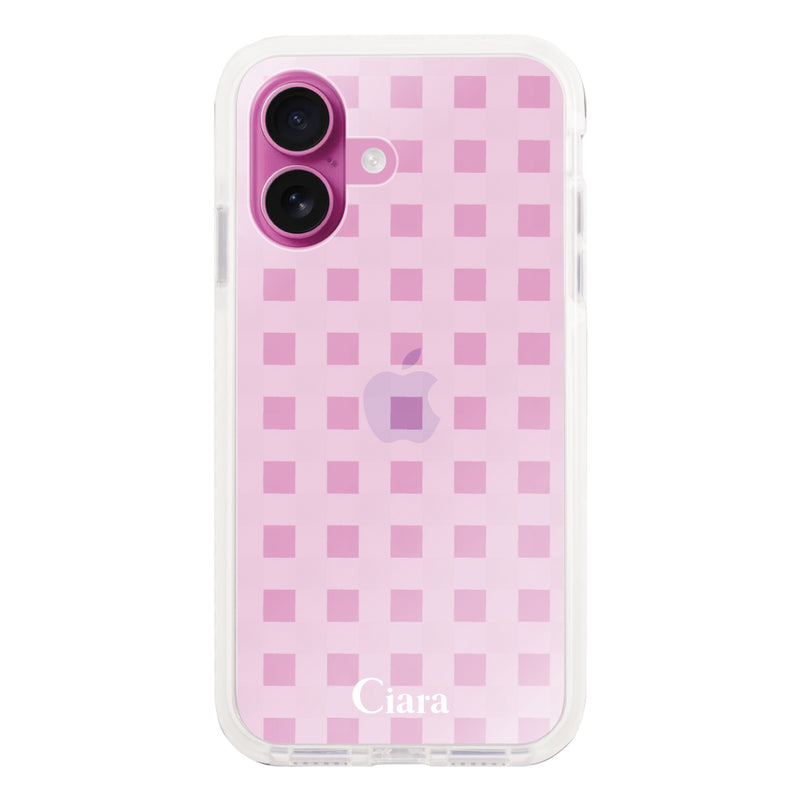 iPhoneケース クッションバンパー 耐衝撃クリアケース ギンガム