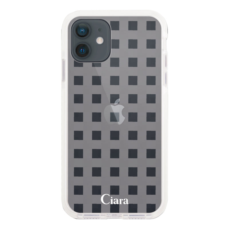 iPhoneケース クッションバンパー 耐衝撃クリアケース ギンガム