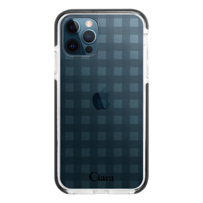 iPhoneケース クッションバンパー 耐衝撃クリアケース ギンガム