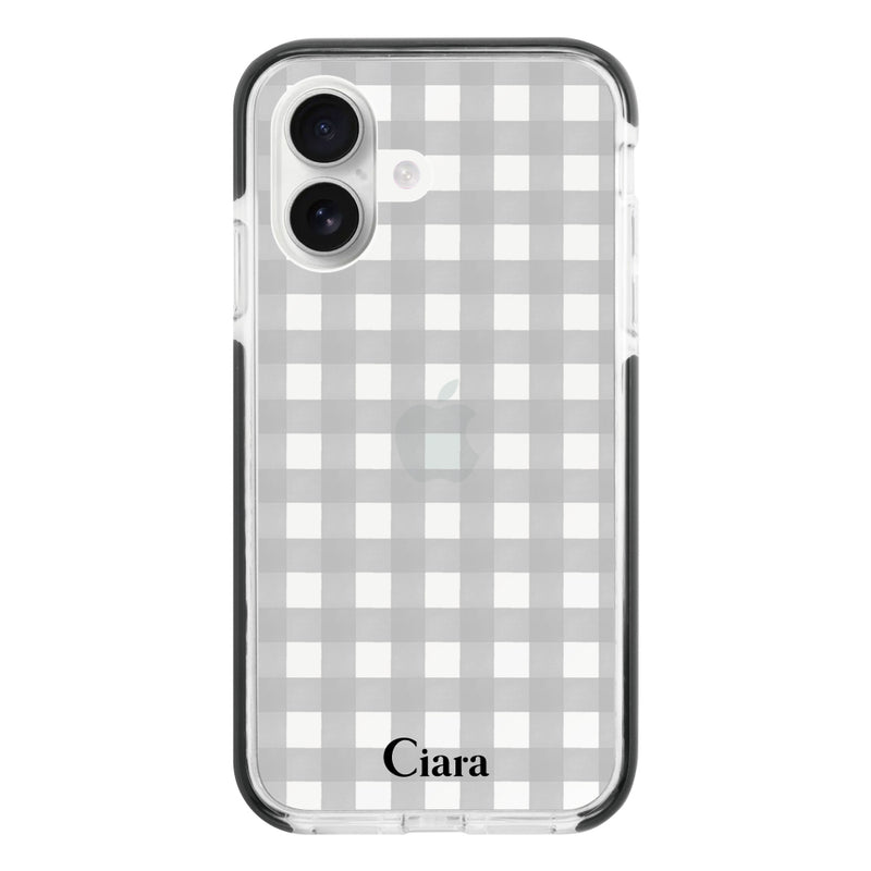 iPhoneケース クッションバンパー 耐衝撃クリアケース ギンガム
