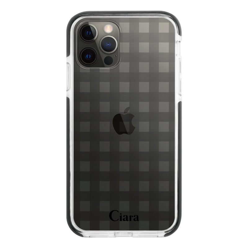 iPhoneケース クッションバンパー 耐衝撃クリアケース ギンガム