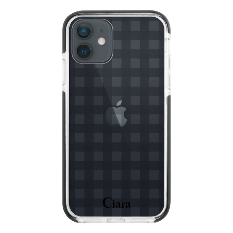 iPhoneケース クッションバンパー 耐衝撃クリアケース ギンガム