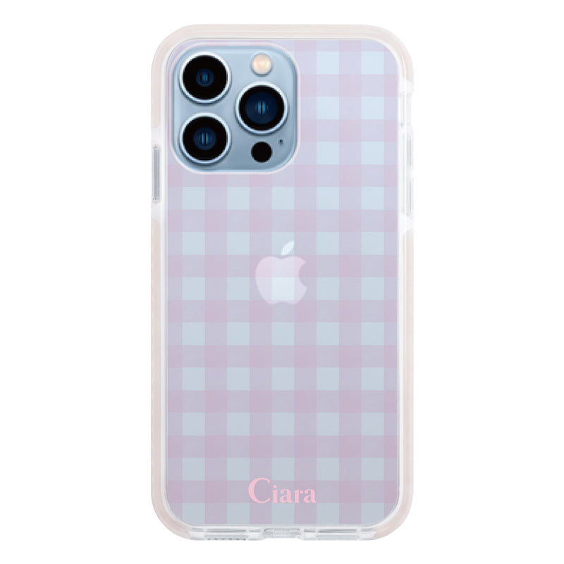 iPhoneケース クッションバンパー 耐衝撃クリアケース ギンガム