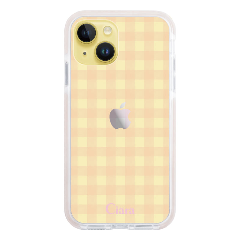 iPhoneケース クッションバンパー 耐衝撃クリアケース ギンガム