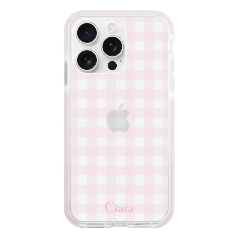iPhoneケース クッションバンパー 耐衝撃クリアケース ギンガム