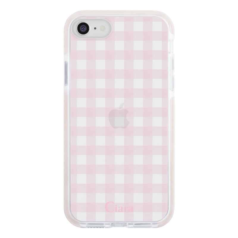 iPhoneケース クッションバンパー 耐衝撃クリアケース ギンガム