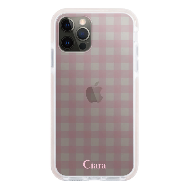 iPhoneケース クッションバンパー 耐衝撃クリアケース ギンガム