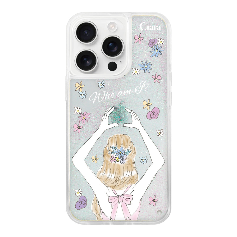 iPhone16ProMax グリッター オイルクリアケース バックショット ピンク
