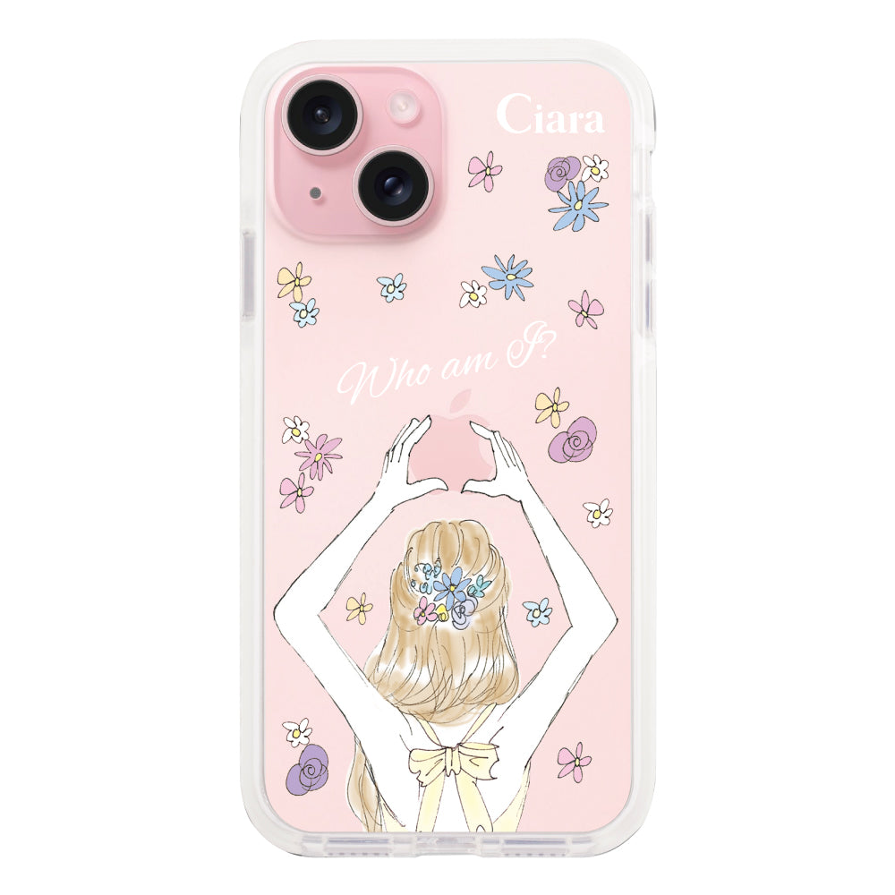 iPhone15 クッションバンパー 耐衝撃クリアケース バックショット イエロー