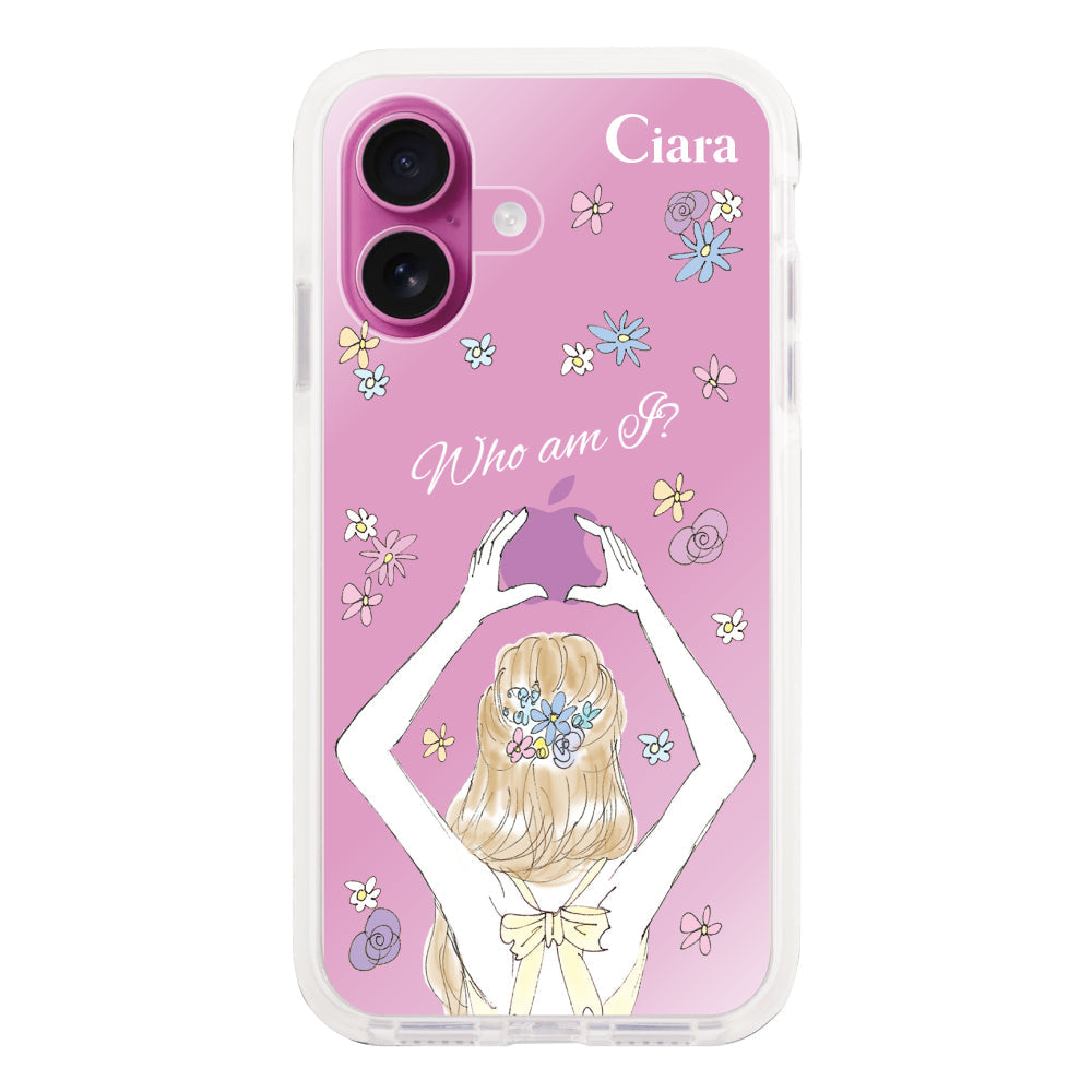 iPhone16Plusケース クッションバンパー 耐衝撃クリアケース バックショット イエロー