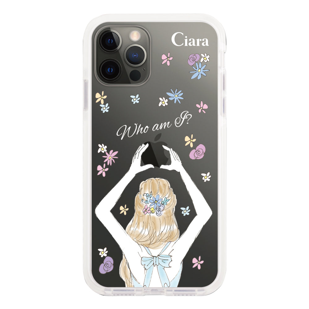 iPhoneX/XS クッションバンパー 耐衝撃クリアケース バックショット ブルー