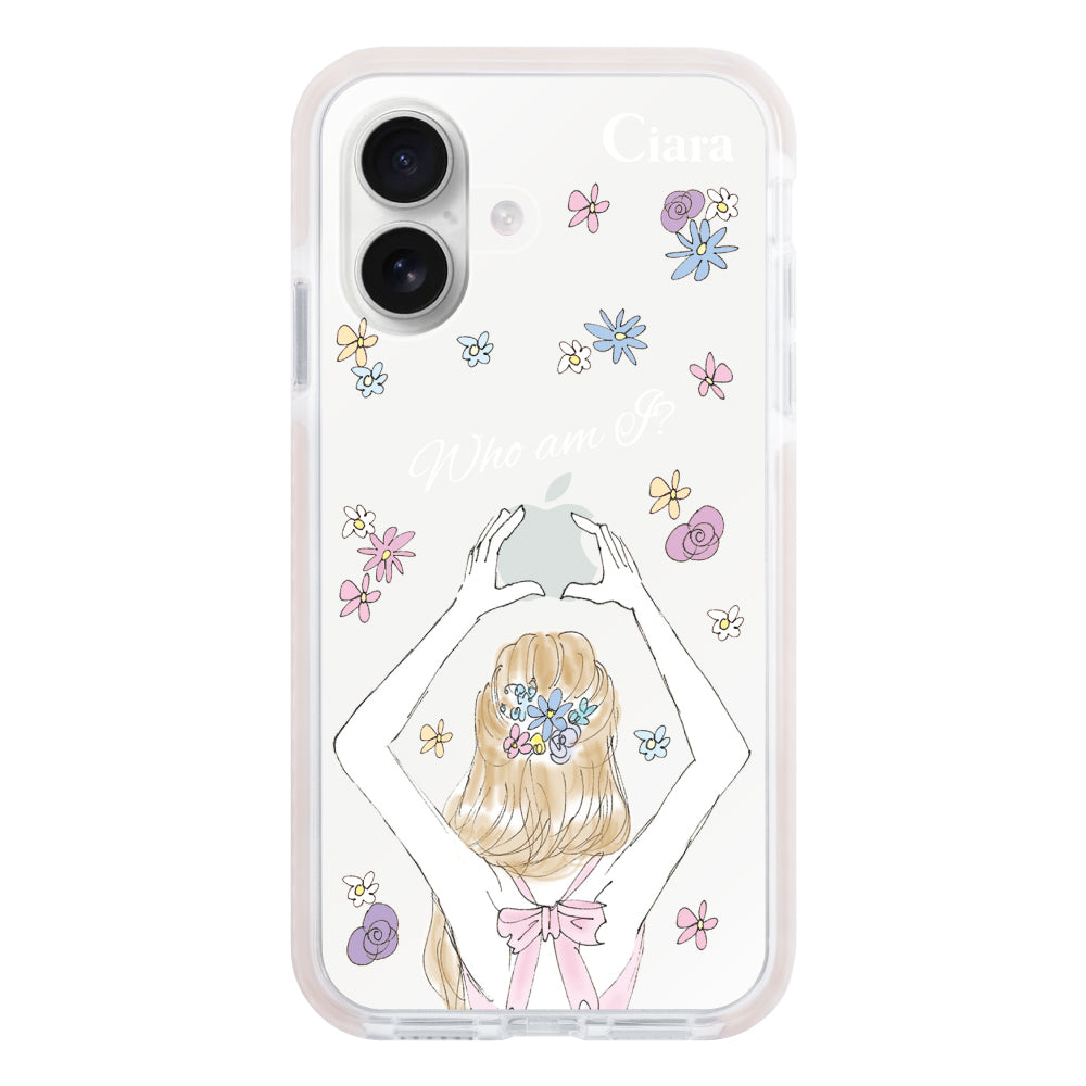 iPhone16 クッションバンパー 耐衝撃クリアケース バックショット ピンク