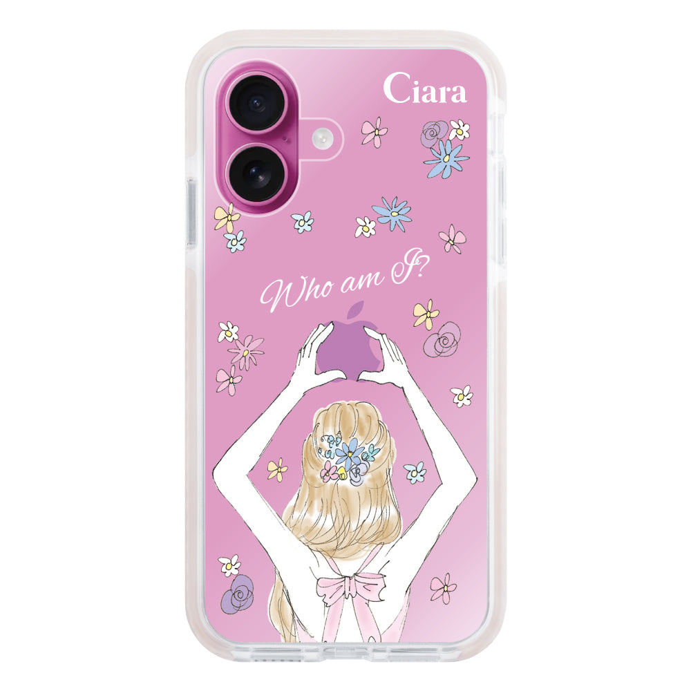 iPhone16Plus クッションバンパー 耐衝撃クリアケース バックショット ピンク