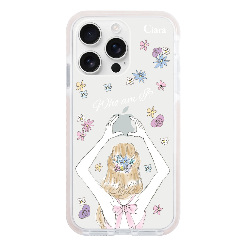 iPhone16ProMaxケース クッションバンパー 耐衝撃クリアケース バックショット ピンク