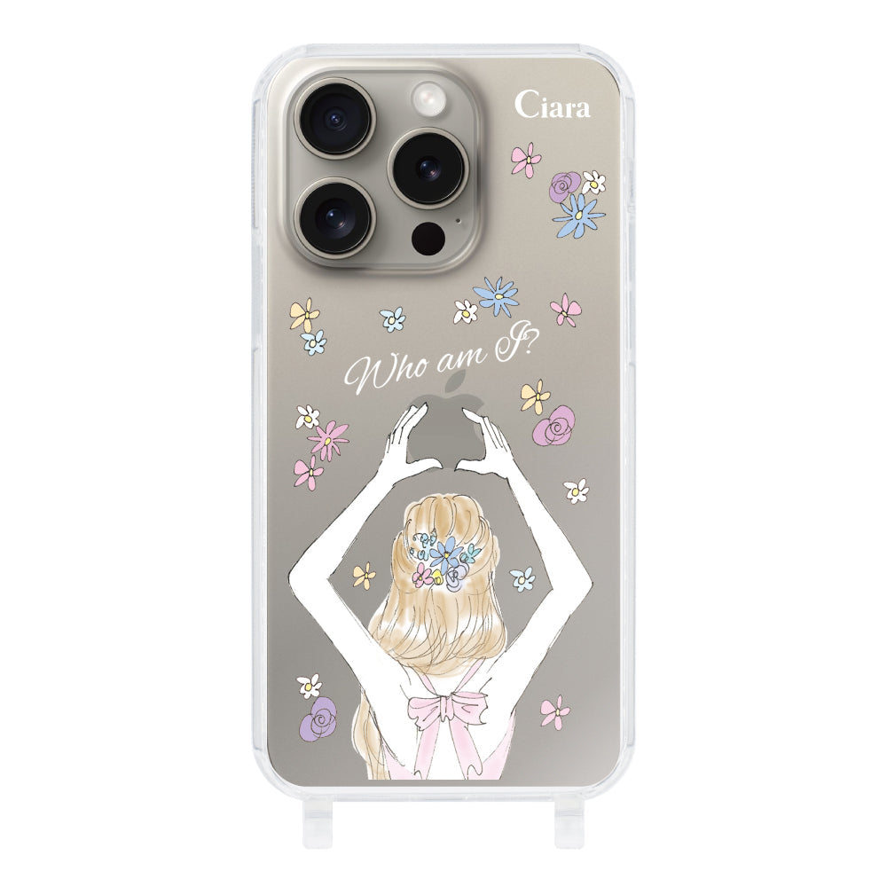 iPhone15Proケース ストラップクリアケース バックショット ピンク
