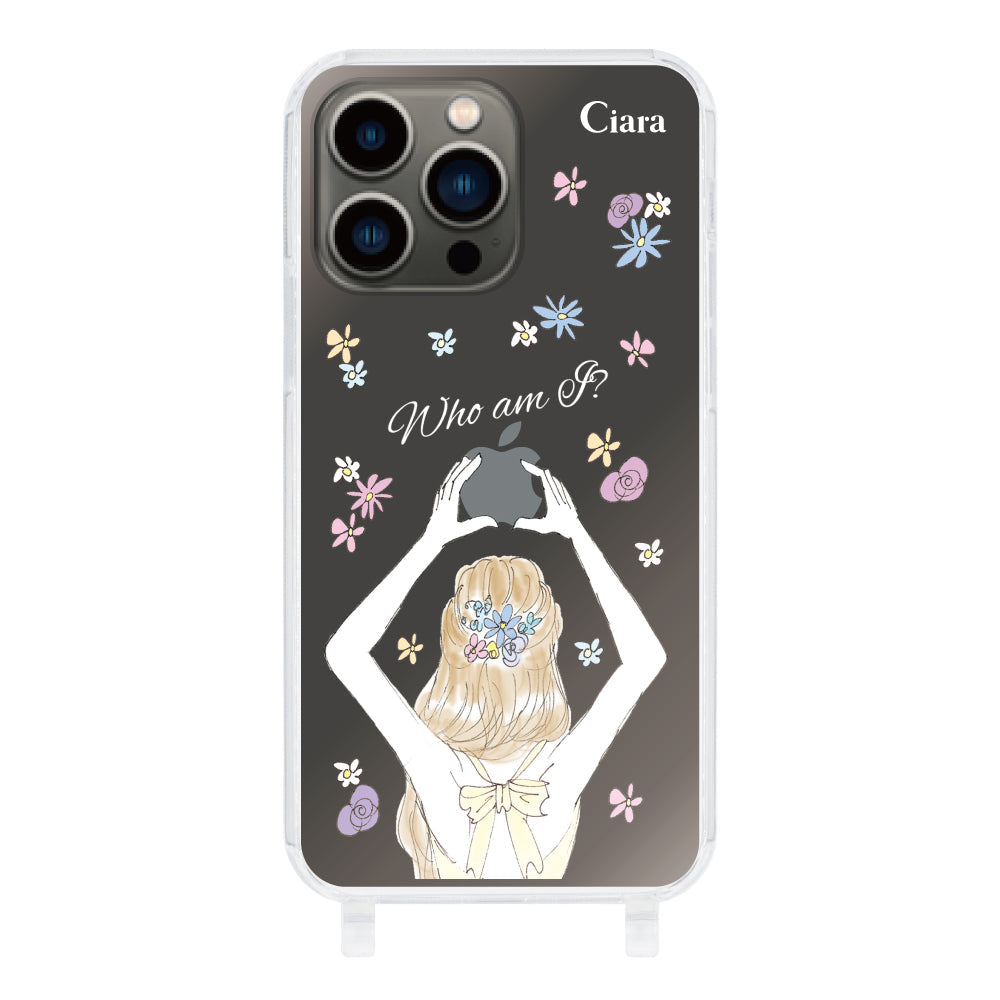 iPhone13Proケース ストラップクリアケース バックショット イエロー