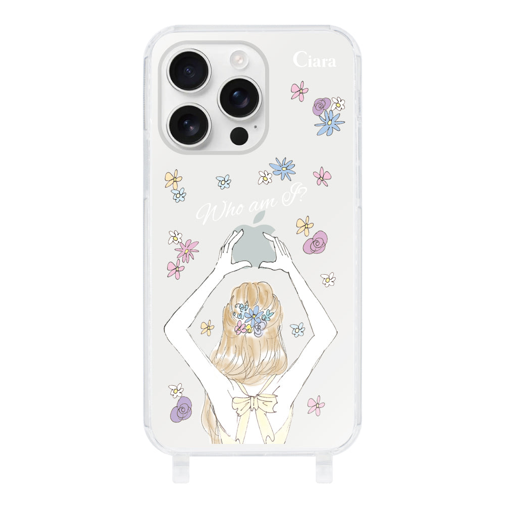 iPhone16ProMaxケース ストラップクリアケース バックショット イエロー