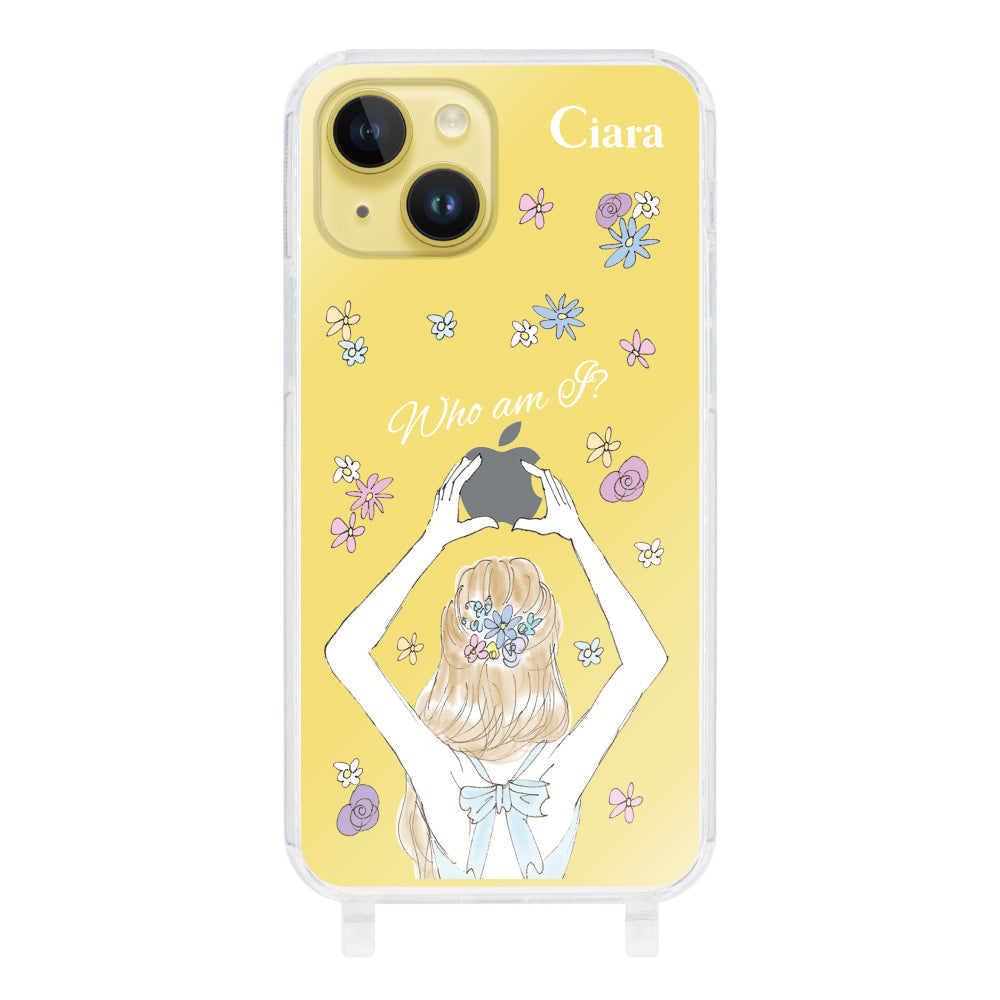 iPhone14Plusケース ストラップクリアケース バックショット ブルー