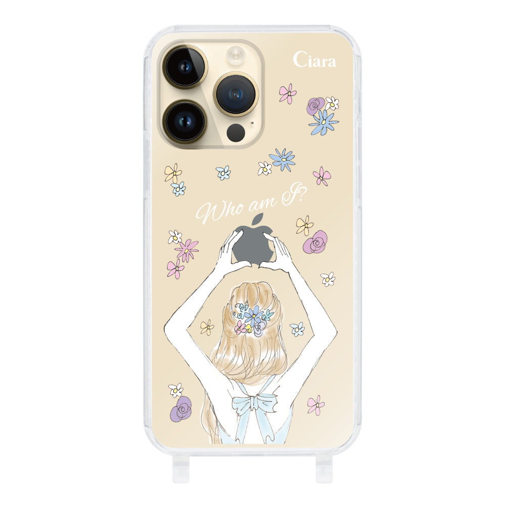 iPhone14Proケース ストラップクリアケース バックショット ブルー
