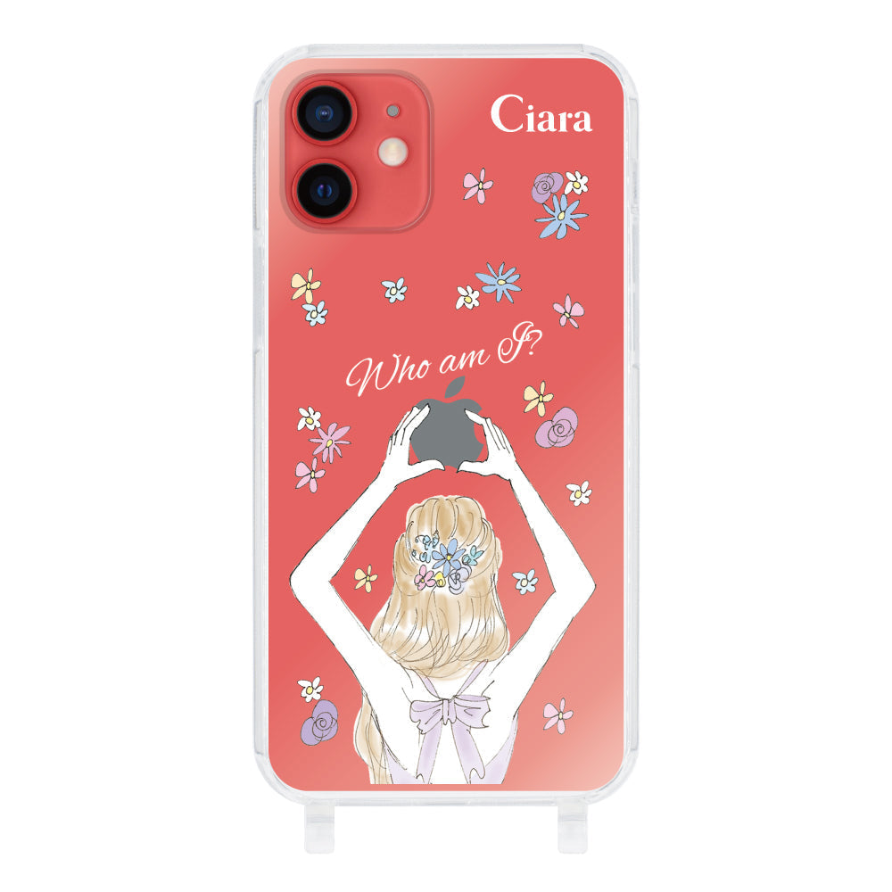 iPhone11ケース ストラップクリアケース バックショット パープル