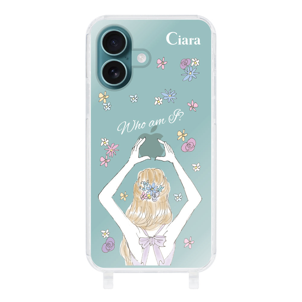 iPhone16Plusケース ストラップクリアケース バックショット パープル