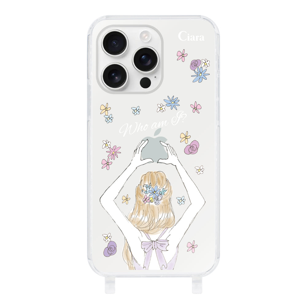 iPhone16ProMaxケース ストラップクリアケース バックショット パープル