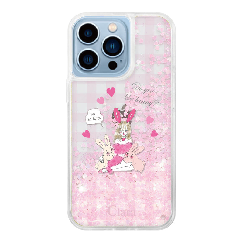 iPhoneケース グリッター オイルクリアケース バニーアンドガール