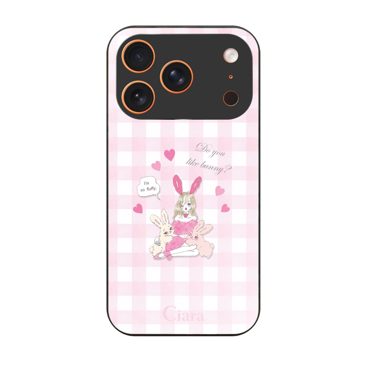 iPhone17ProMax ガラス 強化ガラスケース バニーガール ピンクチェック