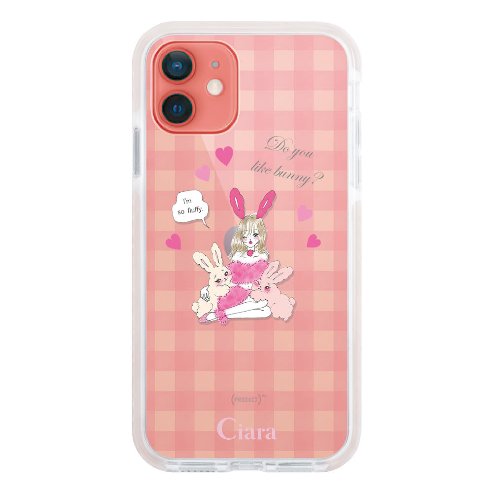 iPhone11 クッションバンパー 耐衝撃クリアケース バニーガール ピンク