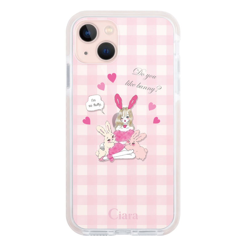 iPhoneケース クッションバンパー 耐衝撃クリアケース バニーアンドガール