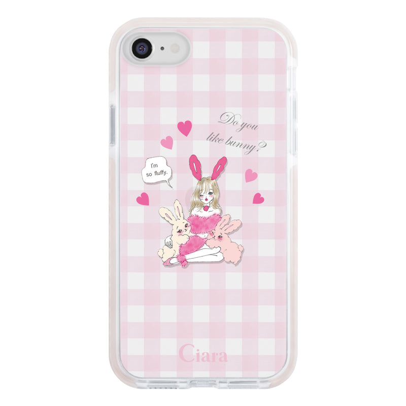 iPhoneケース クッションバンパー 耐衝撃クリアケース バニーアンドガール