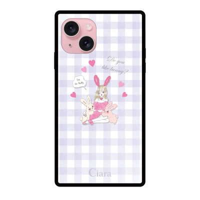 iPhoneケース スクエア 強化ガラスケース バニーアンドガール