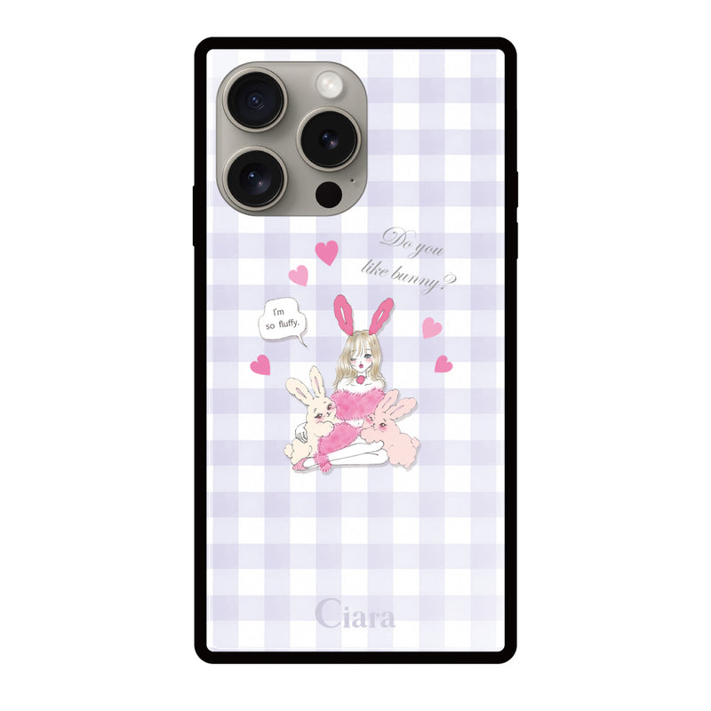iPhoneケース スクエア 強化ガラスケース バニーアンドガール