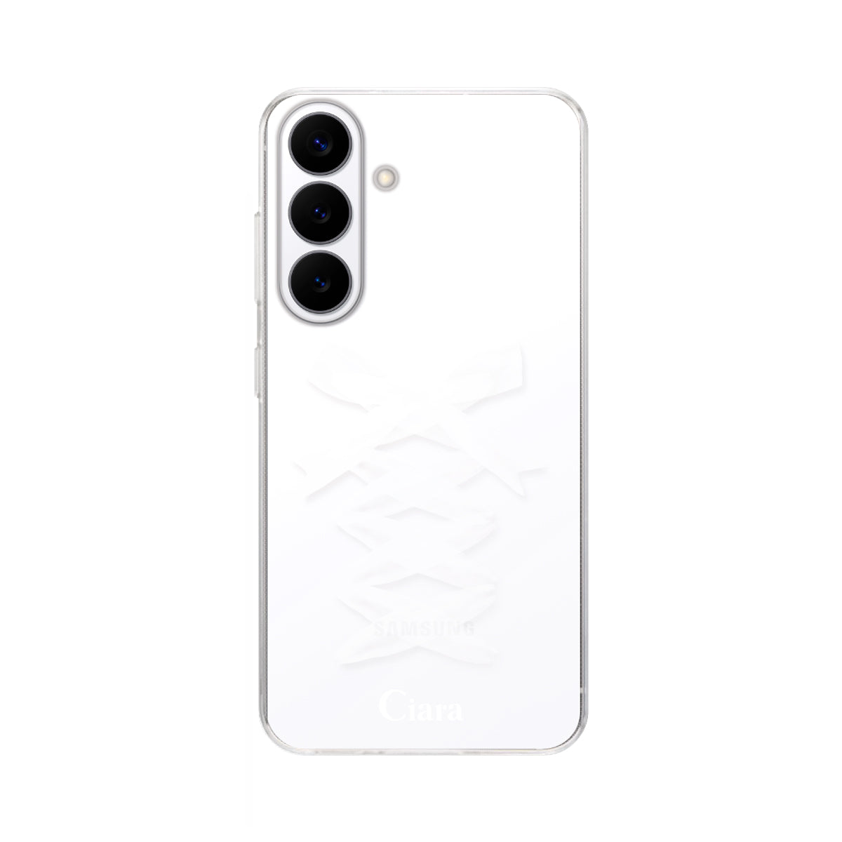 GalaxyS26 クリアケース レースアップリボン ホワイト