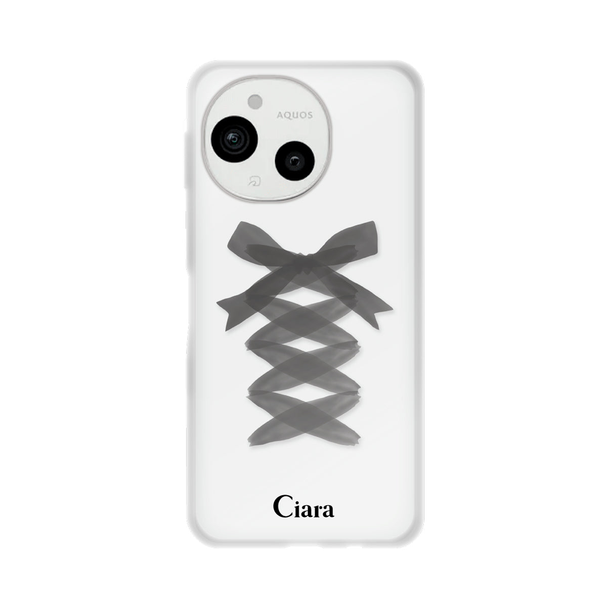 AQUOSsense9 クリアケース レースアップリボン ブラック