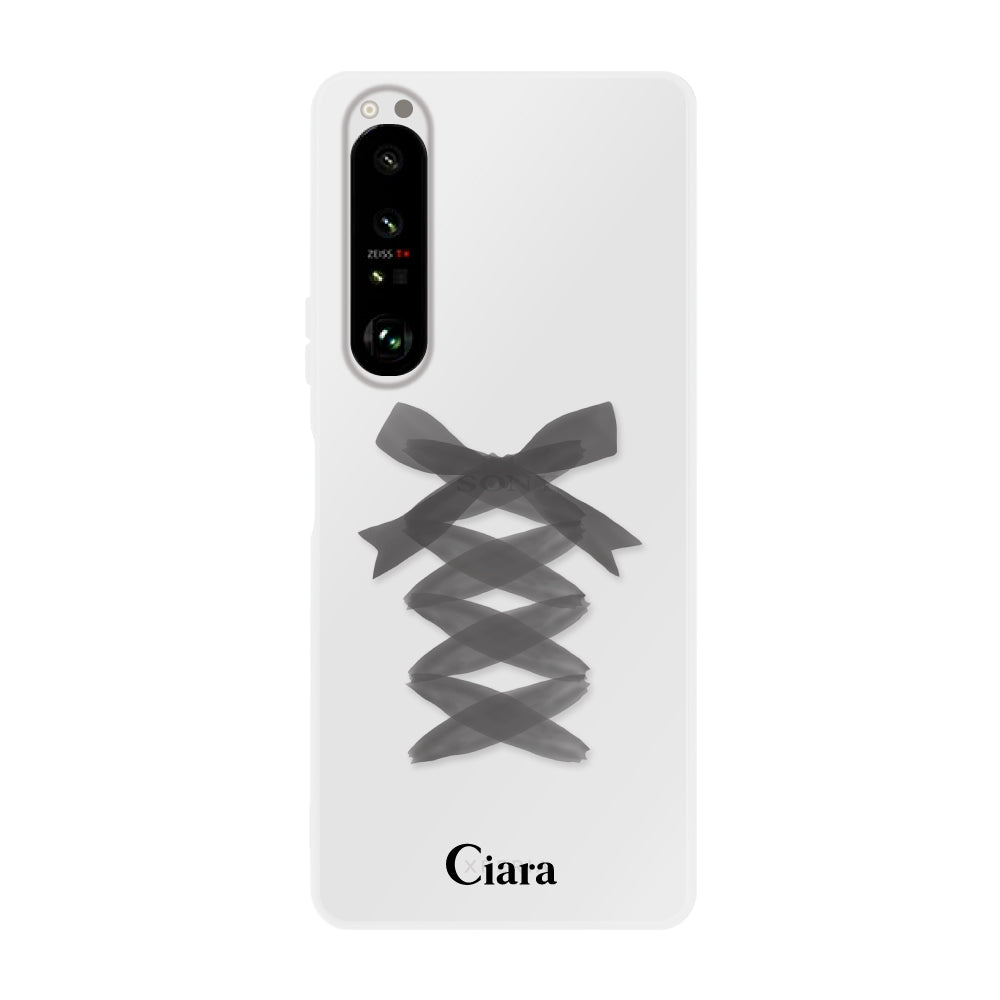 Xperia1Ⅱ クリアケース レースアップリボン ブラック