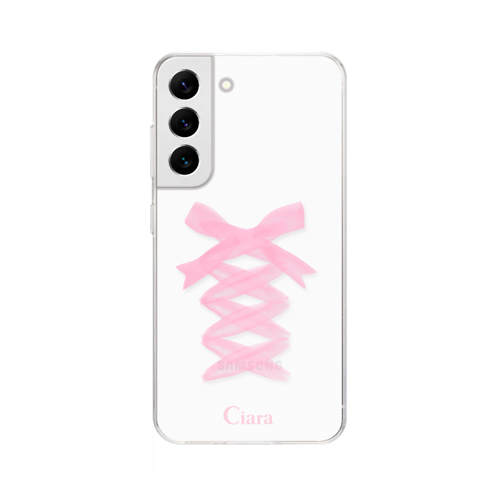 GalaxyS22ケース クリアケース レースアップリボン ピンク
