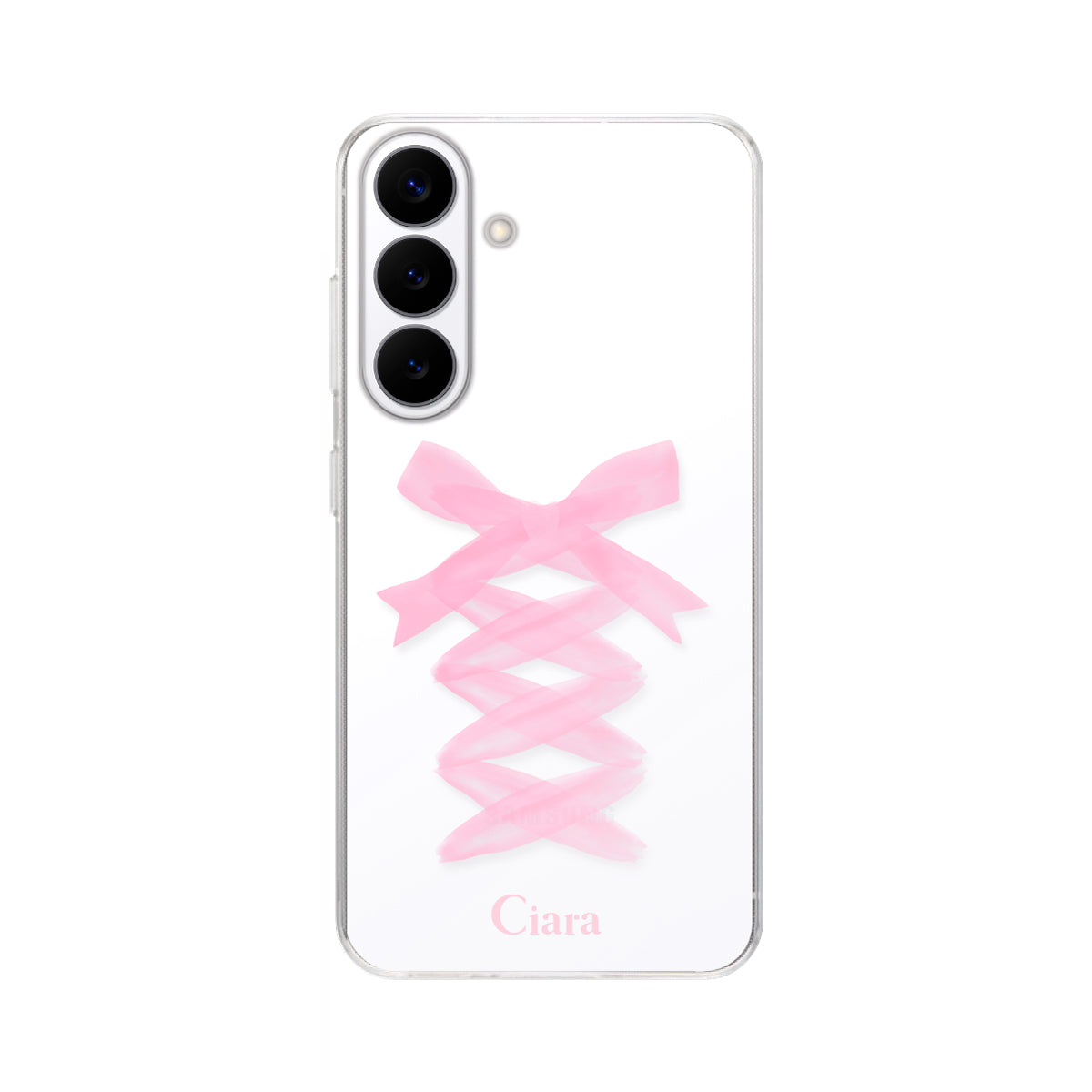 GalaxyS26 クリアケース レースアップリボン ピンク